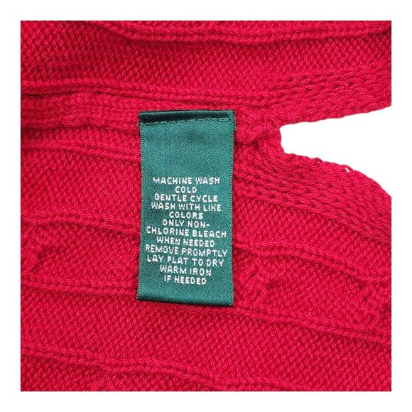 Lauren Ralph Lauren Red Cable Knit Sweater 3X 100% Cotton Womens Tunic Style - Picture 7 of 13